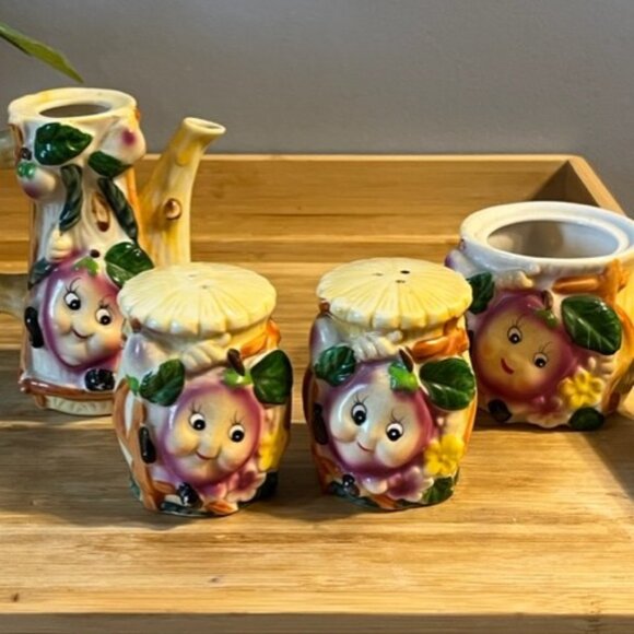 VTG salt pepper creamer sugar set anthropomorphic beet turnip rutagbaga *READ** - Picture 2 of 9